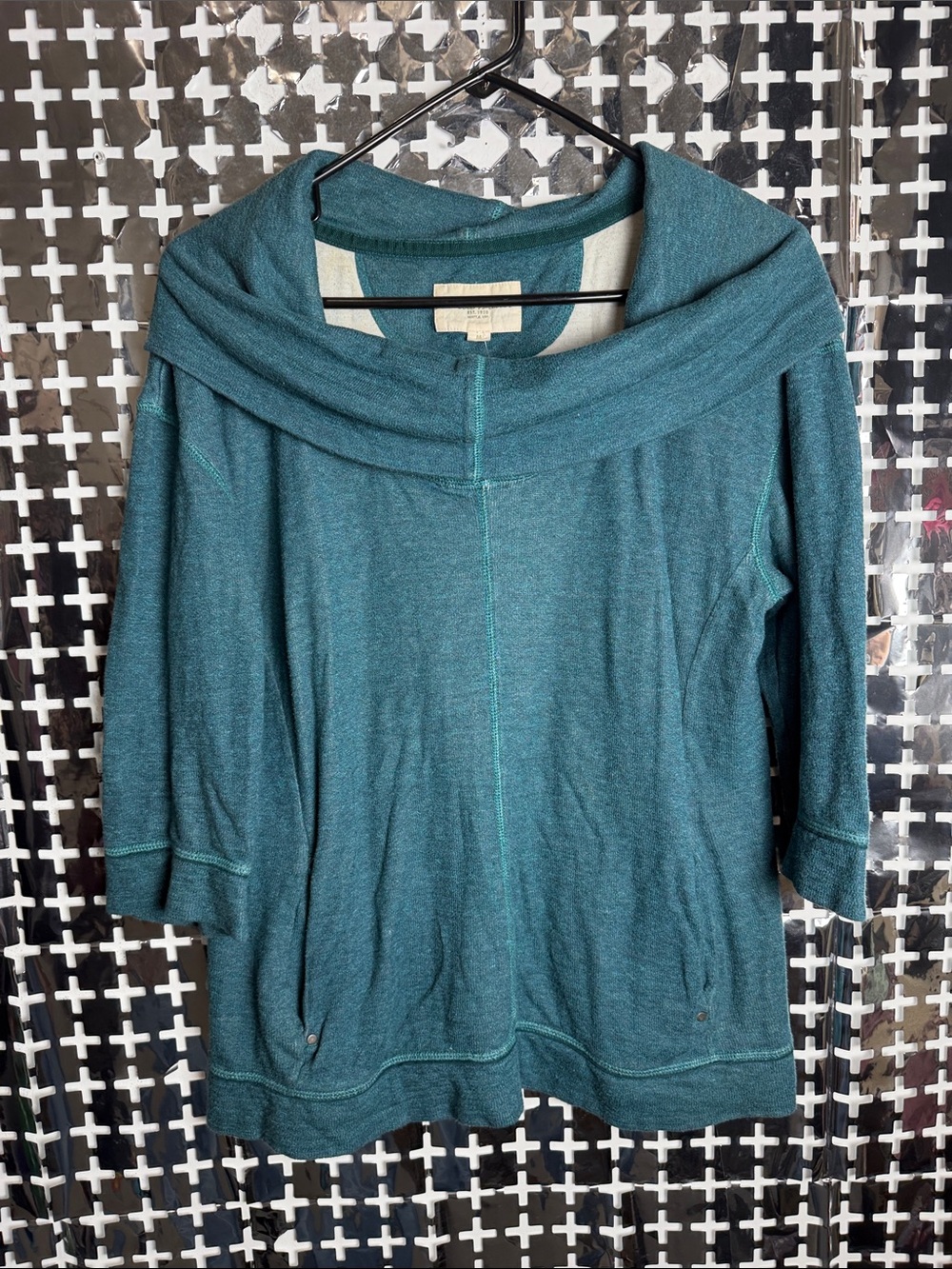 Eddie Bauer Teal Cowl-Neck Tunic Sweater